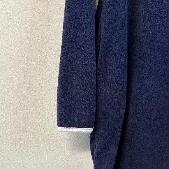 Lauren Ralph Lauren M Navy Terry Cloth Hooded Kaftan White Trim - Picture 5 of 8